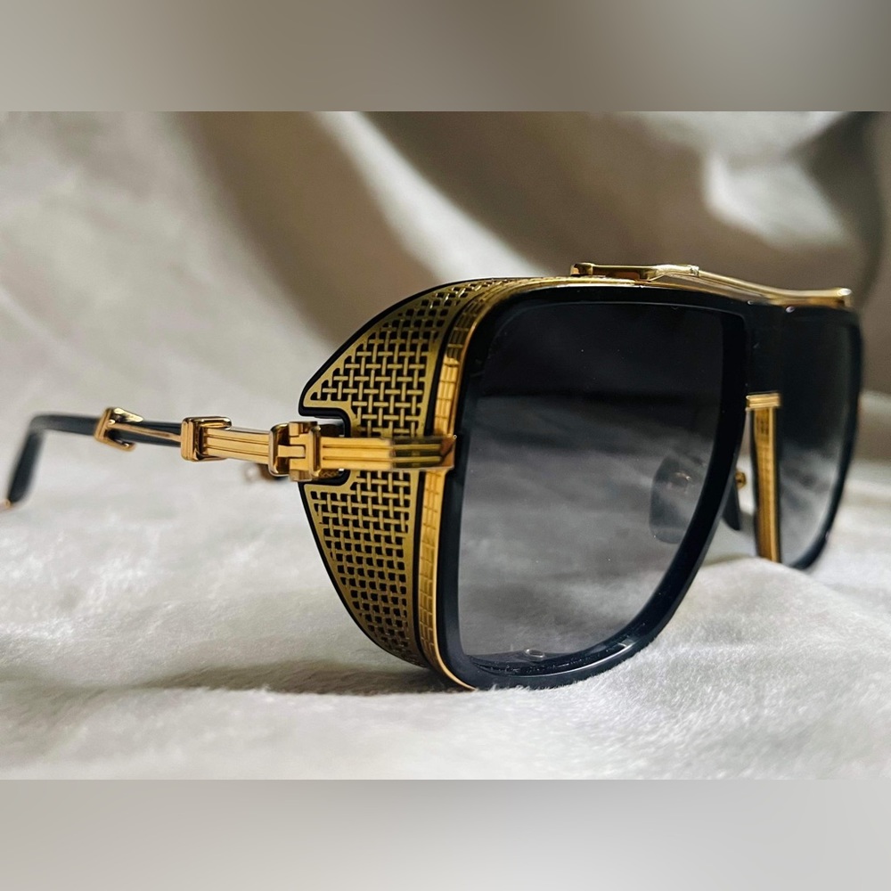 Balmain X Akoni Black & Gold Edition Square O.R. Sunglasses
